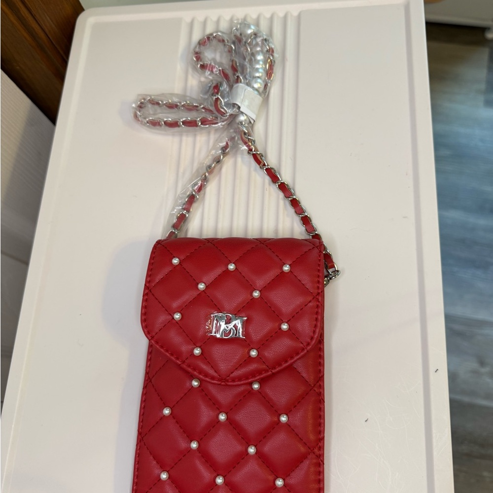 Badgley Mischka Red Quilted Crossbody Bag